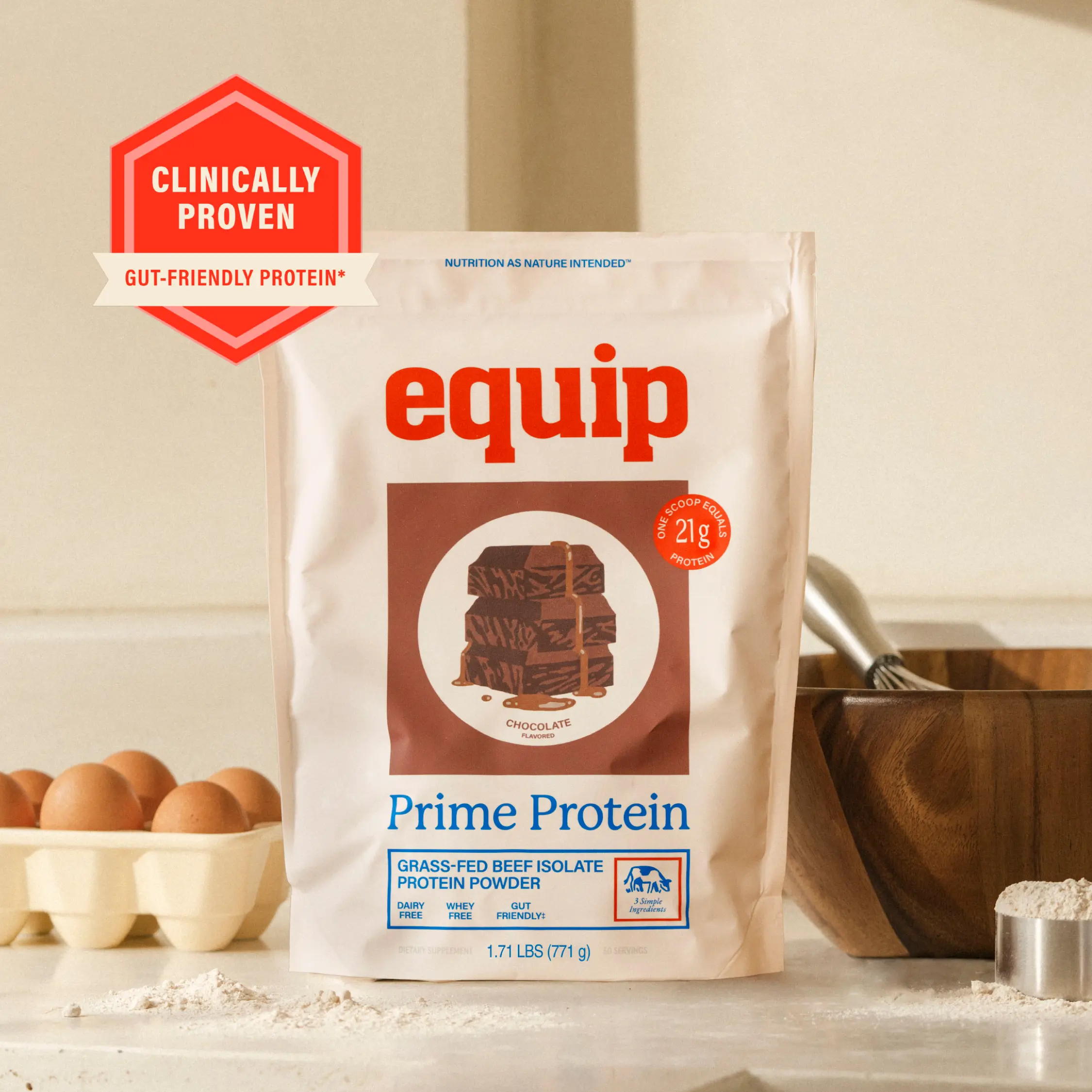 Equip Prime Protein - 21g Bioavailable Complete Protein from Grass-Fed Beef per Scoop - Easily Digestible - Real-Food Ingredients 30 servings, Protein Powder, Bio-Available Protein Supplements