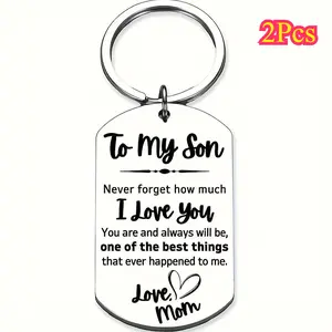 2Pcs Inspirational Stainless Steel Keychain for Son from Mom - 'to My Son' Engraved Love Note, Perfect Gift for Birthdays & Christmas, Durable Metal Key Ring with Heartfelt Message, Ideal for Bags & Backpacks