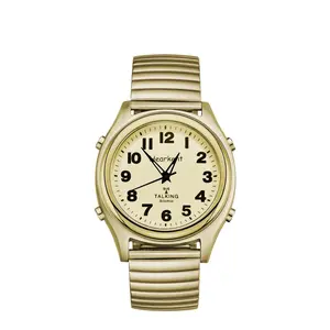 Atomic Talking Watch for Visually impaired Quartz Wrist Watch with Stainless Steel Expanding Great Gift for Elderly or Blind People