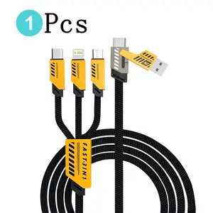 240W Cable, 1pc Multi Charger Cable Multipurpose 3 in 1 PD USB Cable, Nylon Braided PD USB Cable, Suitable for Type-C Micro iOS Interface