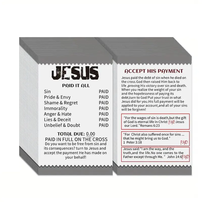 Jesus Payment Card, 50pcs/set Pocket Gospel Card, Gospel Card with Holy Verse, Gift for Women & Men, Positive Message Card, Inspirational Card, Positive Cards, Office Stationery & Supplies