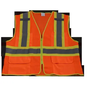 212 MAIN Petra OVM2-CB1-4X-5X ANSI Class 2 Reflective Safety High Visibility Vest, Orange Mesh with Contrast Trim, Men's 4X & 5X Large Sizes, Reflective Safety Vest