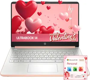 HP Rose Gold Ultrabook Laptop with Microsoft Office 365, Intel 2-Core CPU, 1.1TB Storage (1TB OneDrive and 64GB SSD), 8GB RAM, Windows 11
