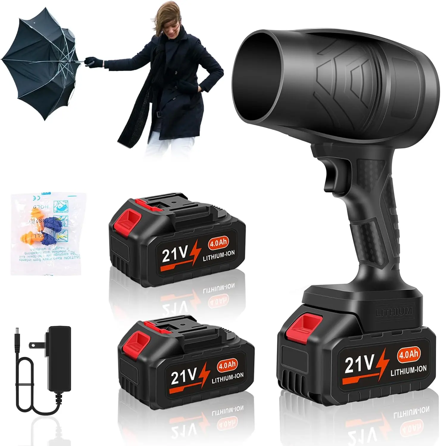 Leaf Blower Cordless, Powerful Handheld Electric Blower with 2×21V Batteries, Lightweight Leaf Blower for Lawn Care, Patio, Leaves, Snow & Dust Removal (Leaf Blower Cordless) DailySee
