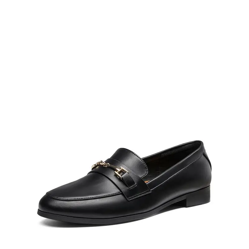 Dream Pairs Women's Round Toe Stone Grain PU Loafers - Classic Slip-On Footwear with Metallic Accent, Comfortable Walking Shoes for Business Casual & Office Commute, Office Commute Shoes, Women's Shoes