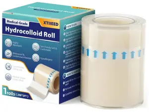 Hydrocolloid Roll for Wound Care, 2in x 5ft - Latex-Free & Hypoallergenic Hydrocolloid Bandages with Self-Adhesive, Ultra Absorbent, Flexible & Waterproof, DIY Size & Shape First Aid Kit Essential