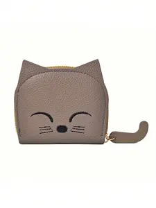 Cartoon cat-shaped design wallet with multiple card slots, cute and stylish faux leather coin purse, women's cat card holder, compact and portable, multi-slot card wallet, available in various colors, suitable as a small gift for family, friends, and love