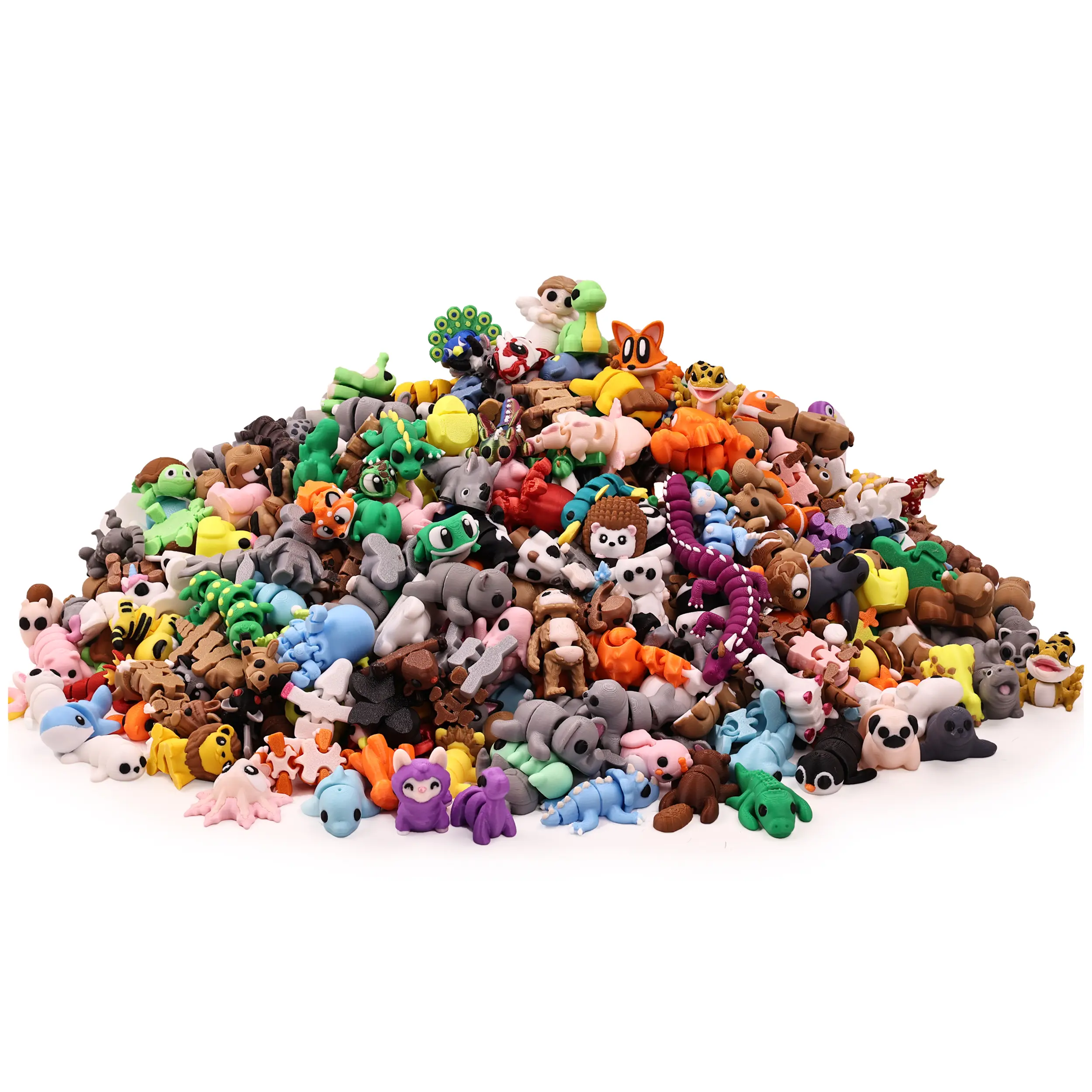 Mystery Mini 3D Printed Animal Figurines, 35 pcs Randomly Selected from Over 200 Unique Flexible Articulated 3D Printed Animal Style, Classroom Rewards, Fidget Desk Toys, Party Favors, Summer Gift,