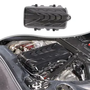 1-piece ABS carbon fiber textured car hood set in sporty red, blue, white, and orange for 2020+ Corvette C8 models