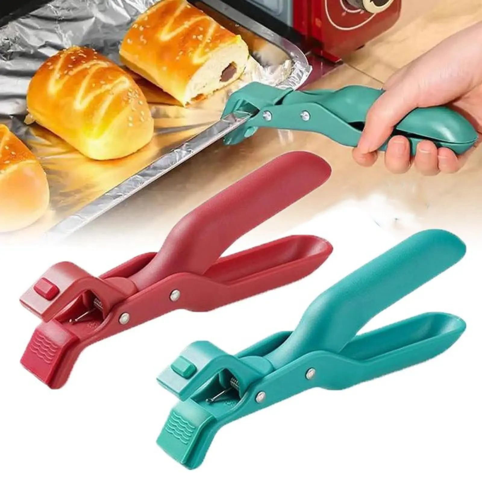 2 hot plate clips, multi-purpose anti-scalding tools for bowls, pans, plates, kitchen clips, can be used as a stand, red and green.