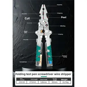 Multifunctional folding electrical pliers, electric stripping, crimping, wire splitting and winding integrated pliers