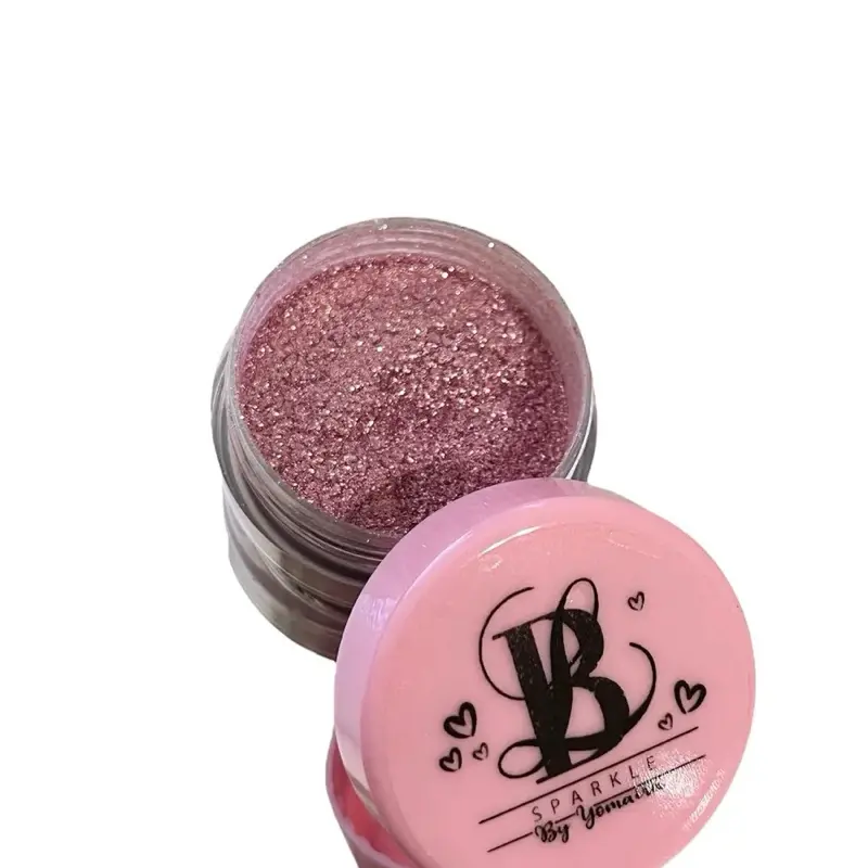 Pink Loose Pigments - Cosmetic Product with Pink Color and Sparkly Texture