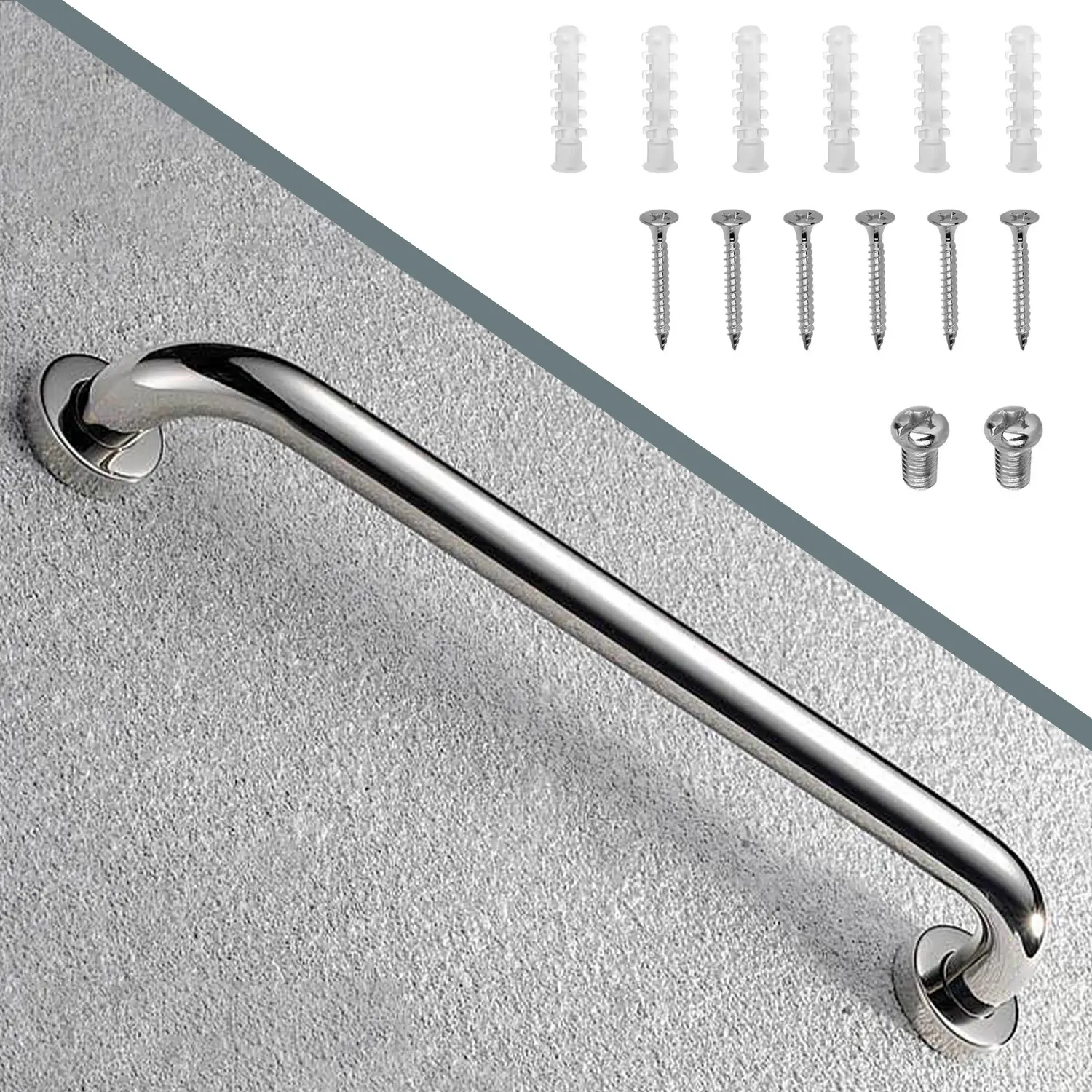 2-Pack 304 Stainless Steel Wall-Mount Bathtub Safety Grab Bars, Rust-Proof, Heavy-Duty Load-Bearing, Sturdy, Anti-Slip Grip, Multi-Directional Installation, Indoor Bath Support (Packs of 2)