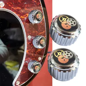 New Style 2pc Bass Guitar Knobs with Hole And Beautiful Gear Design Heavy Alloy Bass Knobs Tuners Make You Stand Out on The Stage for Guitarist And Bass Player