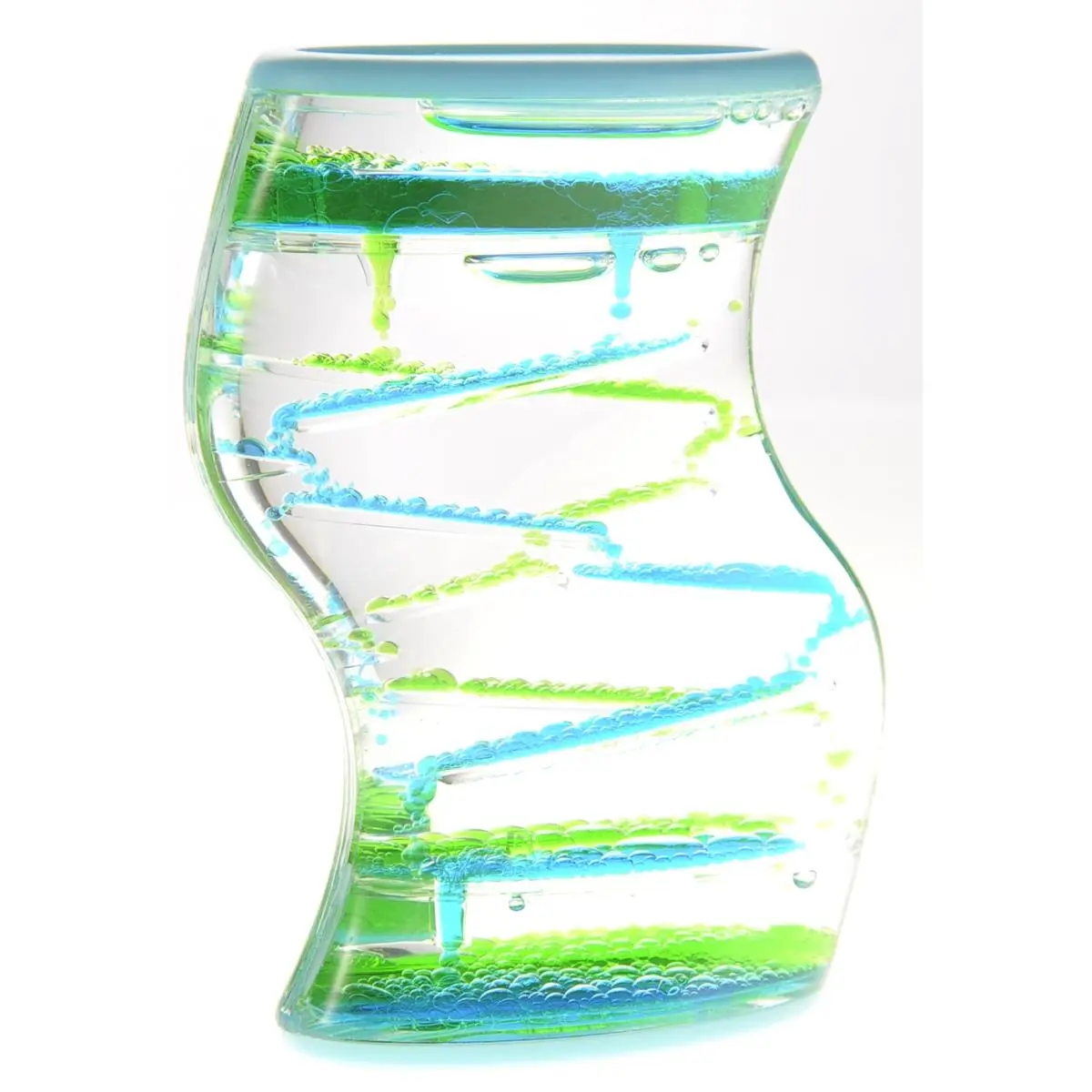 212 MAIN Blue & Green Plastic Liquid Motion Bubbler Pet Toy - Zigzag Flow, Calming Effect, Stress Relief Decoration, Bedroom/Office Use, Non-Flammable, Non-Toxic, Desktop Size, Farm Animal Supply