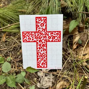 Cheetah Print Cross Decal Waterproof Permanent Vinyl for Smooth Surfaces Various Sizes & Colors