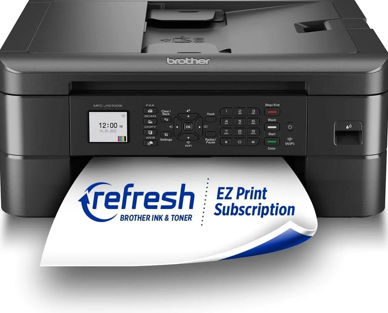 Brother MFC-J1010DW Wireless Color Inkjet All-in-One Printer, Duplex Printing, Mobile & Cloud Print, Compact Design, 1.8" Color Display, Works with Alexa