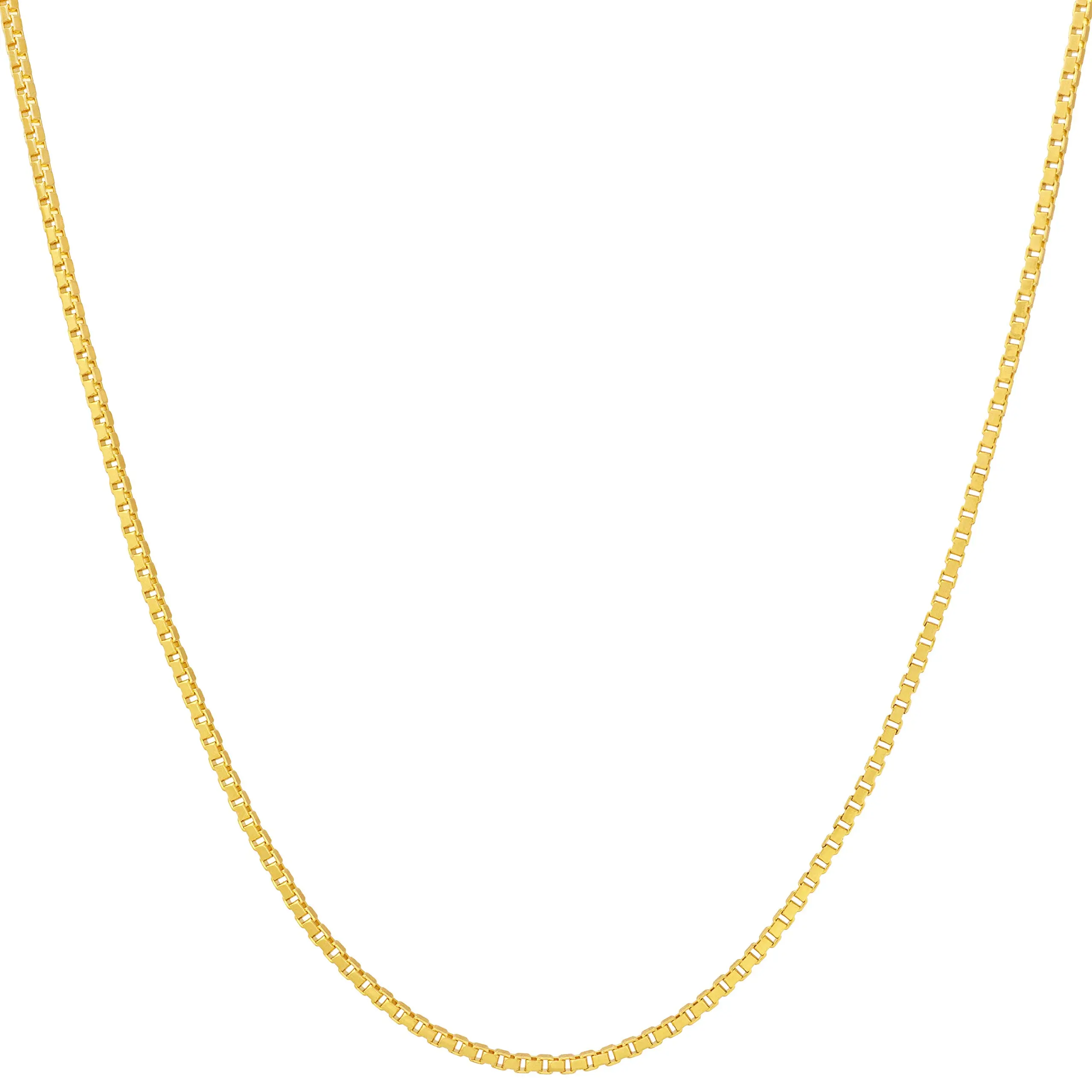 LIFETIME JEWELRY 1.4mm Box Chain Necklace for Women and Men 24k Real Gold Plated (16 inches, Gold)