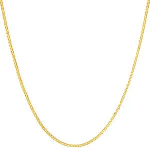 LIFETIME JEWELRY 1.4mm Box Chain Necklace for Women and Men 24k Real Gold Plated (16 inches, Gold)