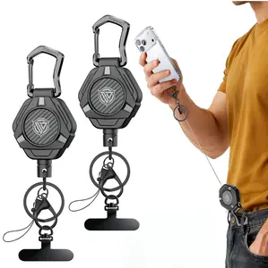 Oaridey Anti-theft Retractable Phone Lanyard, Retractable Badge Holder with Phone Tether Tabs, Badge Reel with 31.8'' Coated Steel Cord, Bear 10 oz - 2 Pack