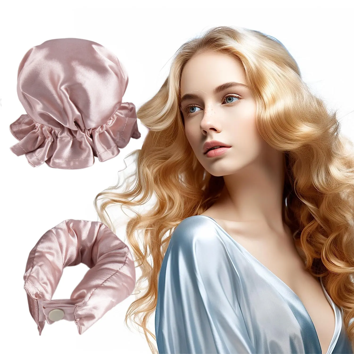 A pair of pink hair covers (OPP)