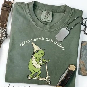 Comfort Colors New Dad Frog TShirt, Off to Commit Dad Foolery TShirt, Funny Frog Scooter Gift For First Time Dad, Dada Pregnancy Reveal Tee
