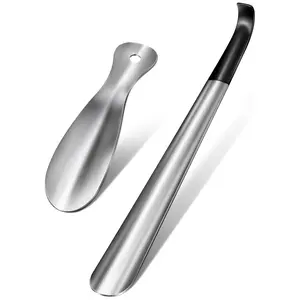 LMMAKE Stainless Steel Shoe Horn Set - 16.5" Long Handle & 7.5" Travel Size - Durable, Bending Resistant, Smooth Curvature - Ideal for Seniors & High Heels