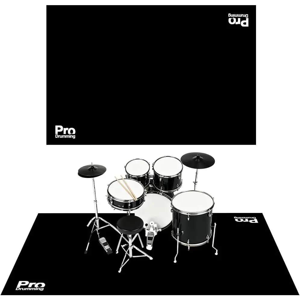 Drum Rug Mat with Non-Slip Grip Bottom, 4x6ft Drum Carpet Noise Reduction, Floor Protection for Electric Drum and Jazz Drum Set Splash Stands,  for Drummers,  Drum Accessorie, 48x72in, Black