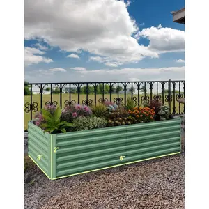 Garvee Outdoor Garden Plant Box in Tall Galvanized Metal – Large Capacity Square Garden Bed for Vegetables, Flowers, Herbs, Succulents – Multiple Size Options