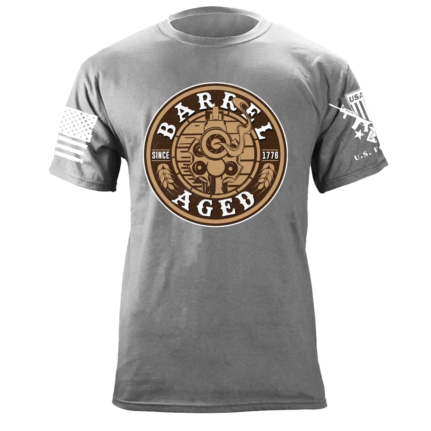 Men's Barrel Aged Revolver Print T-Shirt, Menswear Casual Unisex Top