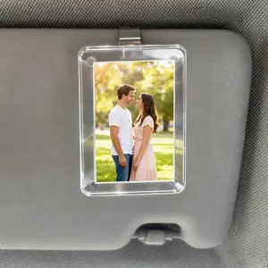 3pcs Magnetic Car Visor Photo Clip - Acrylic Transparent Frame 3.54x2.36" Universal for Car