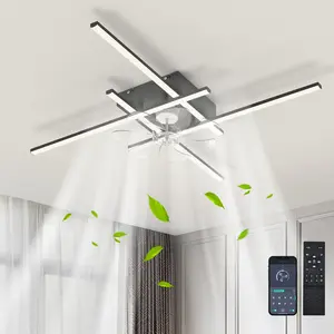 Ceiling Fan with Lights,  6 Speeds Personalized Ceiling Fan with Light Remote Control, White Low Profile Ceiling Fan with Light for Kitchen Bedroom Adjustable Rgb Lighting Adjustable Leds Led Lighted