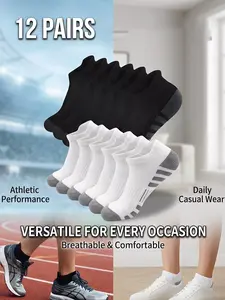 12 Pairs Sweat-Wicking Striped Ankle Socks, Breathable Casual Sports & Daily Wear, All Seasons Comfort, No Ca Prop 65