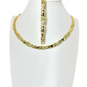 XOXO Brand Set of Gold-Tone Heart Bracelets 7.5 Inches and Necklace 20 Inches Jewelry Set
