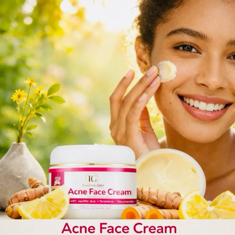 Brightening Turmeric Acne Face Cream-Dark spots Corrector-Glowing Skin 3 shades Moisturizer Even Skin Tone- Hyaluronic Skin Repair Radiant  Moisturizing Hydrating- LaabelleGlow