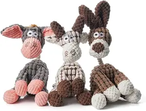 Squeaky Plush Dog Toys Pack for Puppy, 3 Pack Stuffed Animal Plush Chew Toys with Squeakers, Cute Soft Dog Toys for Teeth Cleaning, for Small Medium Dogs