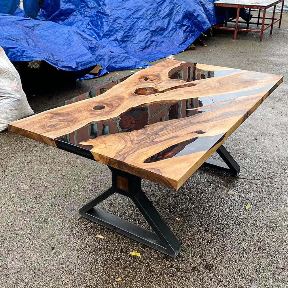[OSS207] Olive Wood Epoxy Table custom epoxy river slab table, Executive Desk, Custom Large Epoxy River Table, Solid Wood Slabs Table, Large Computer Office Desk Workstation, Business Furniture for Home Office (ERT24010)