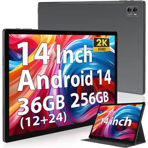 POWMUS 14" Tablet 2025 Latest Android 14, 36GB RAM (12+24GB) + 256GB ROM, 14-Inch FHD Display, 11580mAh Battery, Widevine L1 Netflix HD, 8MP+13MP AI Dual Camera, WiFi 5G, BT 5.0, OTG