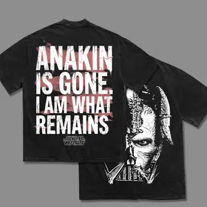 "The Chosen One" Darth Anakin is gone i am what remains Vader Space Galaxy Warriors Edition Double-Printed Oversize Lightweight Acid-Washed Premium Cotton T-Shirt, Classic Soft Relaxed Fit Apparel, TV/Film Graphic Streetwear Menswear Top WASHED BLACK