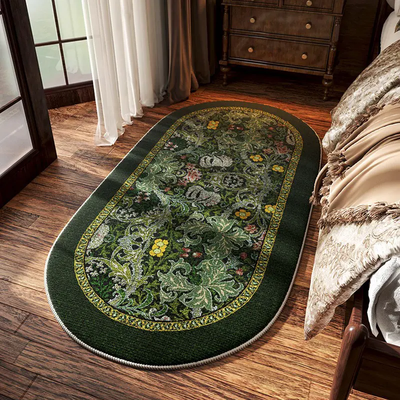 Luxurious Vintage European Floral Rug, Bohemian Oval Long Carpet, Soft Thick Plush Mat, Bohemian Pattern Mat, Decorative Area Rug, Boho Runner Rug, Perfect for Living Room Bedroom Porch Bathroom