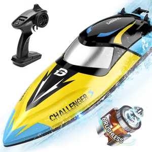 DEERC Brushless RC Boat, 30+ mph Fast Remote Control Boats with Never Capsize&Low Battery Alarm Function, Racing Boat with LED Lights for Pools&Lakes