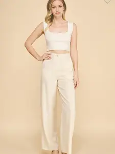 Lawn High Waist Straight Leg Tailored Trousers