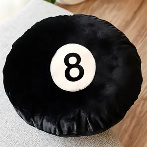 Realistic Billiard Ball No. 8 Filled Pillow, Soft Round Cushion, Home Bed Sofa Decoration, Comfortable Sleep Pad 13.8x13.8 Inches