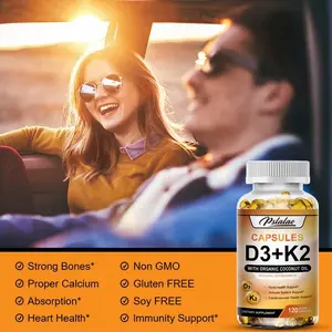 Pslalae - Vitamin D3+K2 Complex Supplement - Supports Vitamin Absorption - 120 Capsules