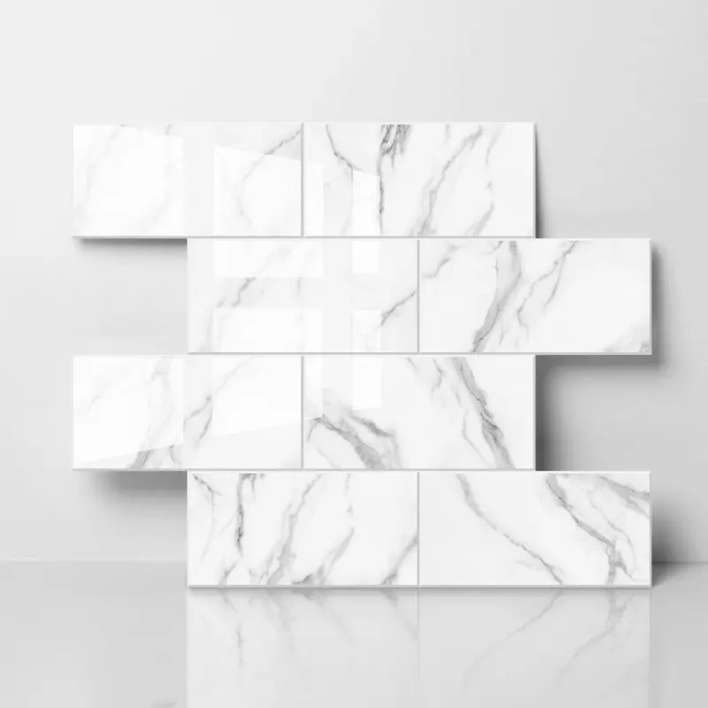 Glossy White Subway Tile Peel and Stick Backsplash Box Set, Peel and Stick Panels for Indoor Walls, Easy DIY Home Renovation Product