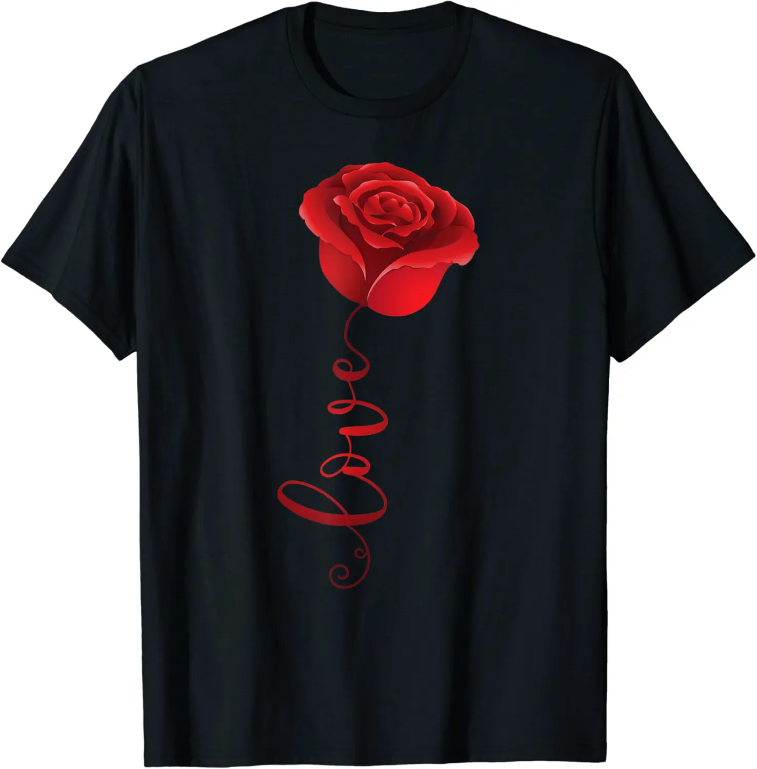 Love Vertical Red Rose Stem Hippie Hispsters Gift T-Shirt - Luismrid Shop 48B07X5GJ195