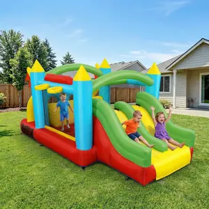 Whubefy Inflatable Bounce House for Kids Ages 3-12, with Blower, Crawl Tunnel, Double Slides and Basketball Hoop. Multifunctional for Climbing, Jumping, Boxing, Indoor & Outdoor Play, Perfect Birthday & Holiday Gift for Children, mothersdaygift