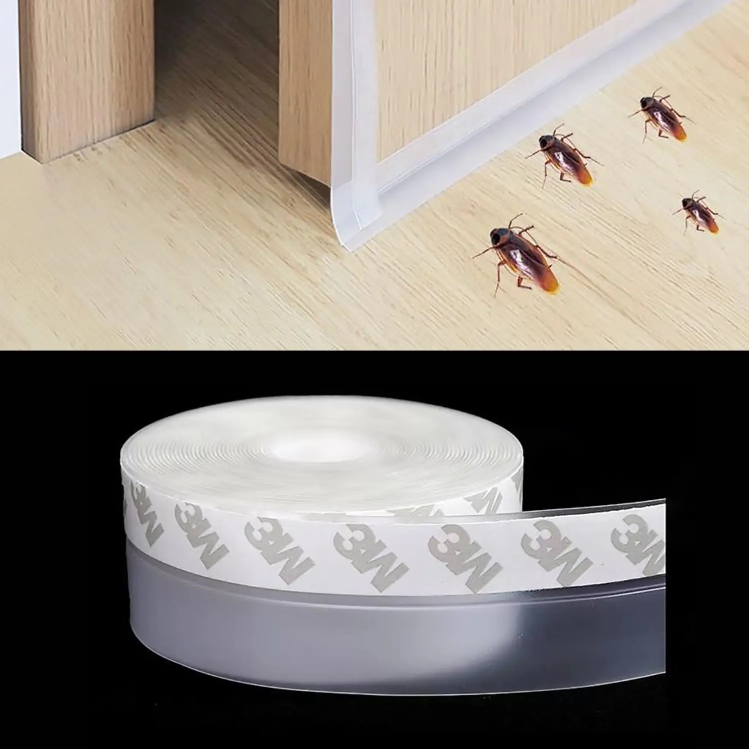 16FT Translucent Silicone Sealing Strips Tape - Adhesive Edge Sealing Strip Tape for Doors & Wardrobes, Draftstopper, Windproof, Soundproof, Insect Repellent Solution (45MM-25MM)