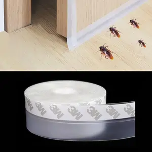 16FT Silicone Seal Strip,Weather Stripping for Door or Window,Weatherproof Soundproof Self Adhesive Door Strip Bottom, Door Draft Stopper Silicone Strip Tape for Doors Windows and Shower Glass Gaps (Transparent,45MM/25MM)