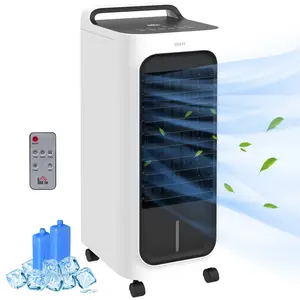 HOMCOM 26" Evaporative Air Cooler with Ice Packs, 3-In-1 Ice Cooling Fan, Portable Swamp Cooler with Water Tank, Timer, 90° Oscillating, Remote, for Home Office Bedroom On-Site